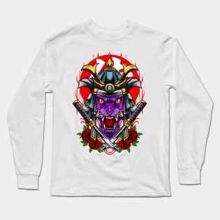 Samurai Wolf - Skyblue Kabuto Long Sleeve T-Shirt